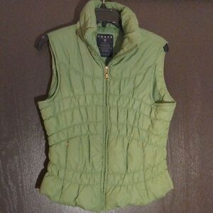 Sage Green Quilted Puffer Vest with Stand-Up Collar